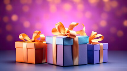 colorful gift boxes and ribbons generative AI
