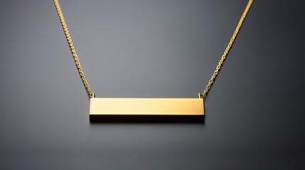 contemporary minimalist bar necklace in gold isolated on a grey background generative AI