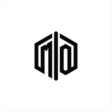 recommend clip art: MO Letter Logo monogram hexagon shape with connect outline design template