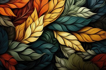 Abstract background with colorful leaves. 3d rendering, 3d illustration.