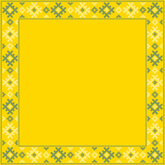 Vector illustration of Ukrainian ornament in stylized style, identity, vyshyvanka, embroidery for print clothes, websites, banners. Background. Frame for text