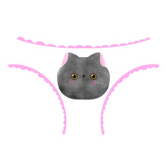 women underwear kitty panties element Watercolor illustration png