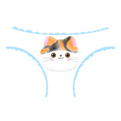 women underwear kitty panties element Watercolor illustration png