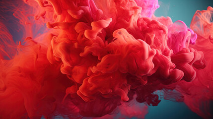 Fototapeta premium Red Color Liquid Paint Dense Smoky Abstract Misty Background AI Generative