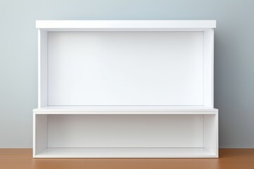 Mockup Market Minimalism: Realistic Paper Art Design of an Empty White Cabinet