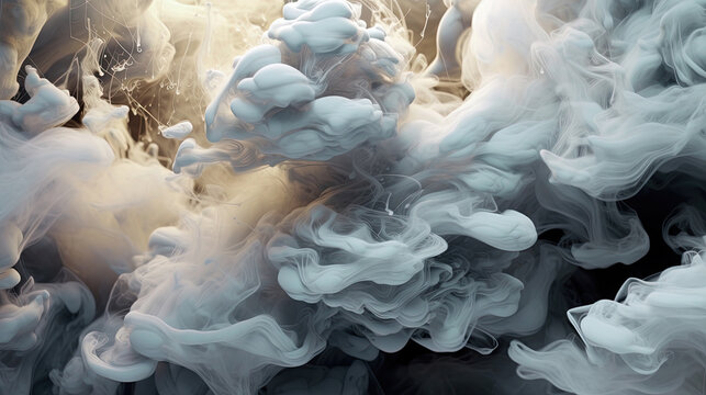 White-Grey Dense Liquid Paint Smoky and Foggy Abstract Background AI Generative © Image Lounge