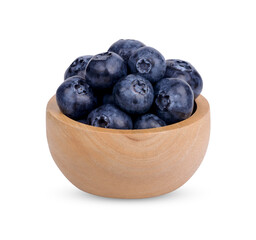 Fresh blueberry with leaves isolated on white background