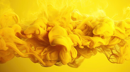 Yellow Dense Liquid Paint Smoky and Foggy Abstract Background AI Generative