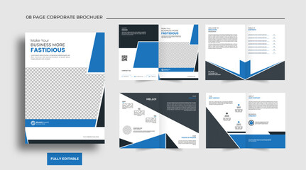 Fototapeta na wymiar A bundle of 8 page brochure , modern business brochure template design