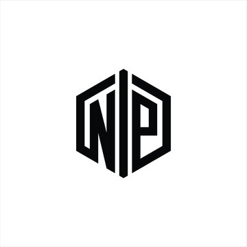 recommend clip art: NP Letter Logo monogram hexagon shape with connect outline design template