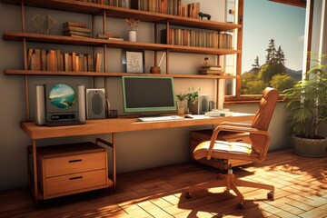 Productivity-Oriented Home Office with L-Shaped Desk - AI Generated