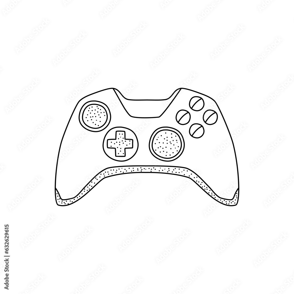 Poster video game joystick hand drawn doodle control. video gamer joystick controller element. computer ret