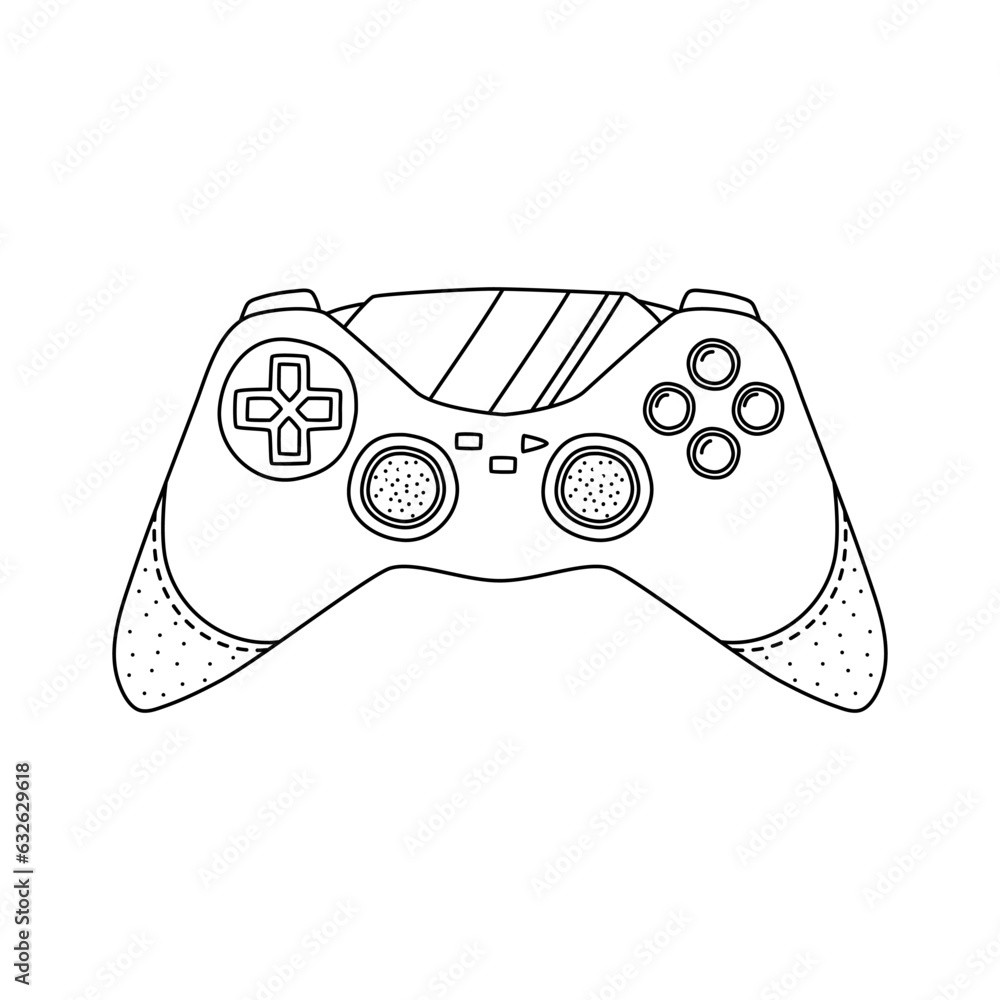 Poster video game joystick hand drawn doodle control. video gamer joystick controller element. computer ret