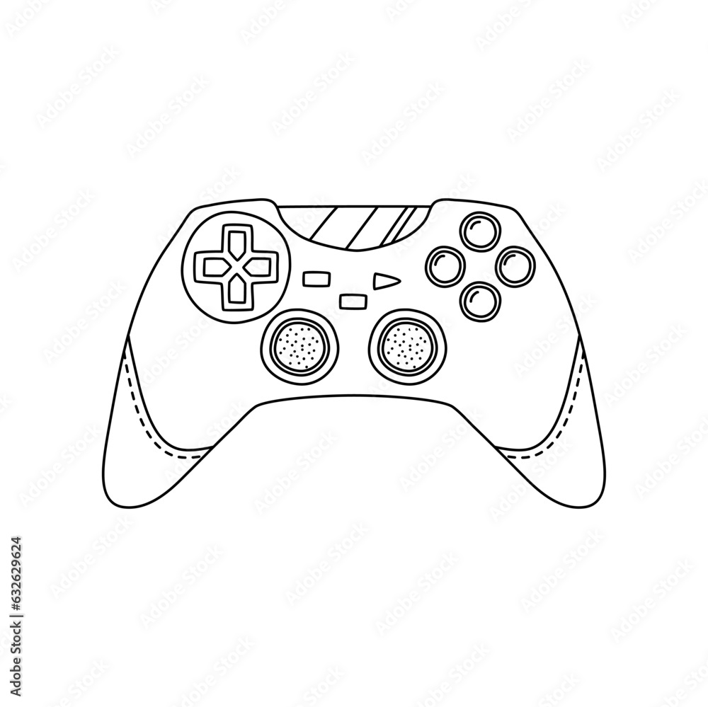 Poster video game joystick hand drawn doodle control. video gamer joystick controller element. computer ret