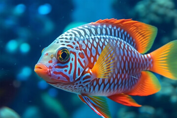 A beautiful fish in the aquarium