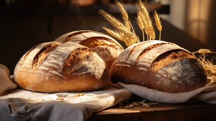 fresh-baked artisan bread loaves generative AI