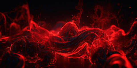 Neon Liquid Smoke Red Color Very Detailed Abstract Background AI Generative