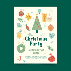 Flat christmas party invitation template