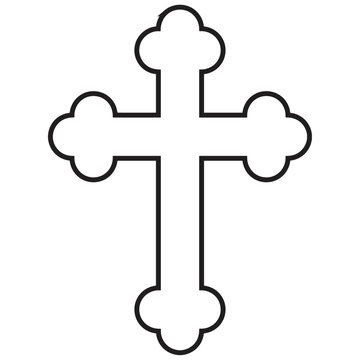 Serbian orthodox cross, black flat icon