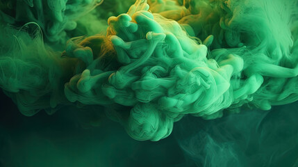 Fototapeta na wymiar Green Dense Liquid Paint Smoky and Foggy Abstract Background AI Generative
