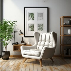 modern living room with armchair, ai generative