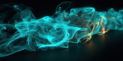 Obraz premium Very Detailed of Cyan Color Neon Liquid Smoke Abstract Background AI Generative
