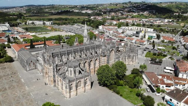 Batalha Monastery Portugal. Aerial drone view. Flying over. Aerial drone view. Best touristic place. High quality 4k footage