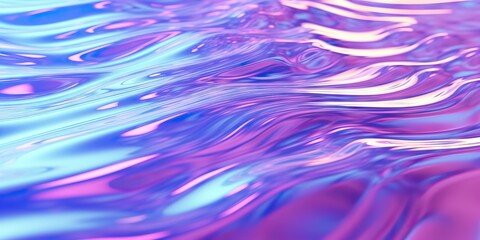 Abstract 3d render. Holographic chrome gradient water waves. Iridescent gradient digital art for banner background, wallpaper.