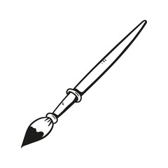 Vector icon of paint brush in sketch style. Paintbrush hand drawn on white background.
