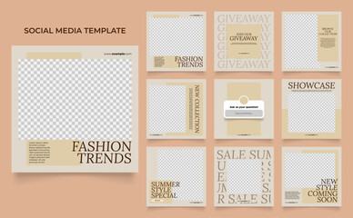 Naklejka premium social media template banner fashion sale promotion. fully editable instagram and facebook square post frame puzzle organic sale poster..