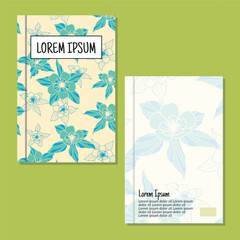 Cover page templates. flowers and leaves pattern layouts. Applicable for notebooks and journals, planners, brochures, books, catalogs etc. Repeat patterns and masks used, able to resize.