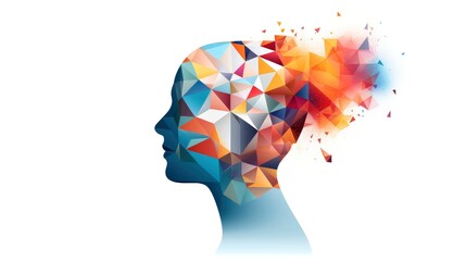 Abstract profile of a human head and consciousness with physical and chemical structures in the head, Person creative mind, Psychic waves concept, Generative AI illustration