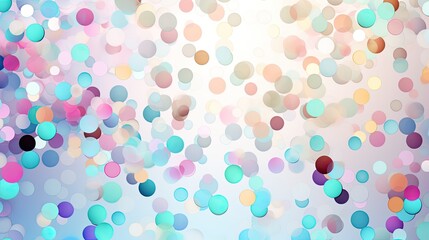 A flurry of colorful, gleaming round confetti fills the air, bringing a festive air to a holiday celebration party. The swirling particles form a captivating wallpaper background suitable for ads