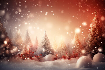 Fototapeta na wymiar Christmas card, christmas background wint snow and trees