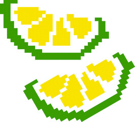 Fototapeta premium Lemon cartoon icon in pixel style