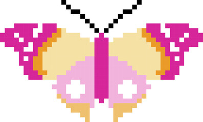 Fototapeta premium Butterfly cartoon icon in pixel style