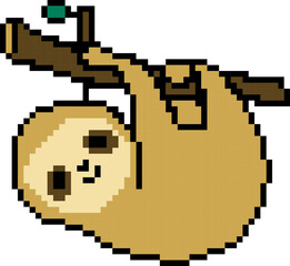 Sloth cartoon icon in pixel style