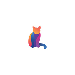 vector pretty color gradient cat logo illustration
