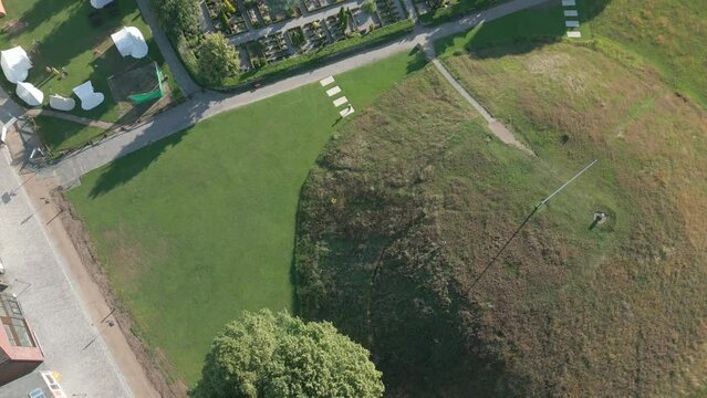 Viking age Jelling burial mounds panorama in Denmark