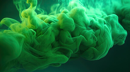 Obraz premium Green Dense Liquid Paint Smoky and Foggy Abstract Background AI Generative