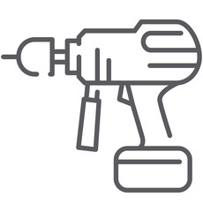 Obraz premium Screwdriver, power drill line icon, outline vector sign. electric drill icon. linear pictogram isolated on white. Symbol, logo illustration transparent PNG