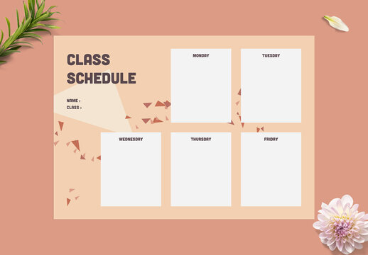 Class Schedule Layout with Beige Accents