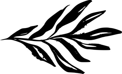 Black Grunge Inky Leaf Vector Illustration