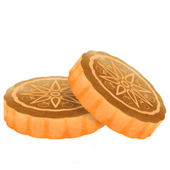 Mooncake mid autumn festival food element illustration Watercolor png