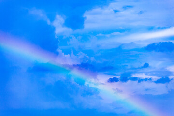 A large city background image with green mountains surrounding it. Panorama, blue sky horizon, lots of white clouds, mountains, airports, villages. Tourist attractions in Thailand.