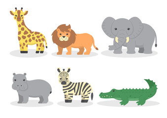 Cute wild animal Hand drawn cartoon characters vector