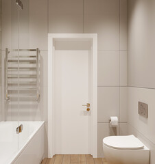 Fototapeta na wymiar visualization of a cozy modern bathroom, 3d rendering, cg illustration