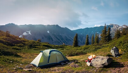 camping in the mountains, tent in the mountains