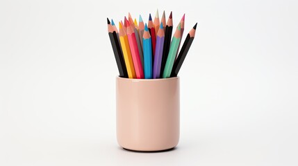 colored pencil holder isolated on white generative AI