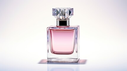 pink perfume atomizer glass bottle isolated on white generative AI